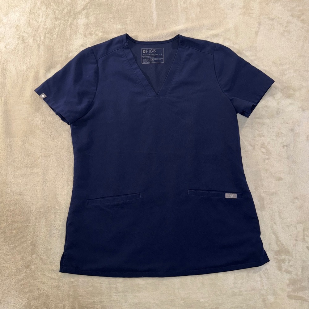 FIGS Technical Collection Navy Blue V-Neck Scrub Top FW1100 Womens Small